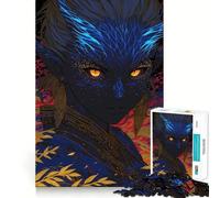 Puzzle de 1000 pièces représentant Une Femme à la Peau Bleue et aux Yeux dorés Jeu de Concentration Amusant,idéal pour des Moments de détente et de créativité Décoration de Noël (50x75cm)