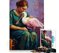 Puzzle de 1000 pièces représentant Une Femme à la spatule rosée,idéal pour Les Adolescents Jeu de mémoire et de Concentration,qualité Professionnelle,activité de Groupe relaxante en intérieur 38x52cm