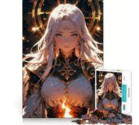 Puzzle de 1000 pièces représentant Une Femme Anime aux Cheveux Blancs Jeu cognitif Amusant Découpe de Haute précision Cadeau Unique pour soulager Le Stress (50x75cm)