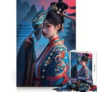 Puzzle de 1000 pièces représentant Une Femme Asiatique masquée et Un Dragon, idéal pour Les Adolescents Jeu de logique, découpe Nette, Cadeau Parfait pour Toute la Famille (38x26cm)