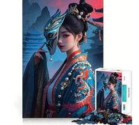 Puzzle de 1000 pièces représentant Une Femme Asiatique masquée et Un Dragon, idéal pour Les Adolescents Jeu de logique, découpe Nette, Cadeau Parfait pour Toute la Famille (38x26cm)