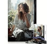 Puzzle de 1000 pièces représentant Une Femme Assise près d'une fenêtre, idéal pour Les Adolescents Exercice Mental, Distraction Douce, découpe précise, Cadeau de Noël (38x52cm)