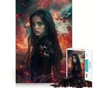 Puzzle de 1000 pièces représentant Une Femme aux Cheveux Noirs d'anime,Un Jeu de réflexion Amusant et précis pour Passer Le Temps (38x52cm)