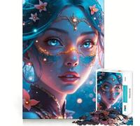 Puzzle de 1000 pièces représentant Une Femme aux Yeux Bleus mystiques, idéal pour Adultes et pour se détendre Un Cadeau raffiné à Assembler (50x75cm)