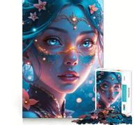 Puzzle de 1000 pièces représentant Une Femme aux Yeux Bleus mystiques, idéal pour Adultes Jeu de logique et de détente aux Bords Lisses Cadeau Original (38x26cm)
