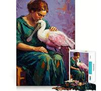 Puzzle de 1000 pièces représentant Une Femme avec Une spatule rosée Jeu de logique et de réflexion Découpe Experte Exercice Mental Calme à Faire à la Maison (38x26cm)