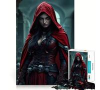 Puzzle de 1000 pièces représentant Une Femme Capuche Rouge dans Un décor Fantastique Jeu intellectuel pour Adultes, détente et Calme Découpe précise pour Les vœux du Père Noël (38x26cm)