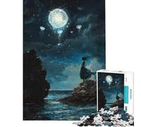 Puzzle de 1000 pièces représentant Une Femme contemplant Un Ciel au Clair de Lune Activité ludique à la Maison Jeu éducatif de Course de Vitesse Manuelle pour Les Enfants de 14 Ans et Plus (50x75cm)