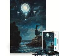 Puzzle de 1000 pièces représentant une femme contemplant un ciel au clair de lune,idéal pour adultes Stimule la concentration,pièces de taille uniforme et précises,activité et de complicité à partager