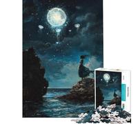 Puzzle de 1000 pièces représentant Une Femme contemplant Un Ciel au Clair de Lune Un Puzzle Difficile à compléter mais Amusant et Humoristique Décoration Murale pour Les Enfants de 14 Ans et Plus