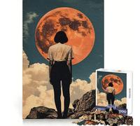 Puzzle de 1000 pièces représentant Une Femme contemplant Une planète Rouge, idéal pour Les Adolescents Stimule l'esprit, apaise et se détend Assemblage précis Cadeau Original (38x52cm)