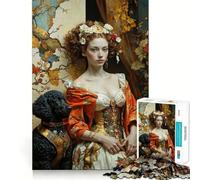 Puzzle de 1000 pièces représentant Une Femme de la Renaissance avec Un Caniche, idéal pour Les Adolescents Un Jeu de logique Stimulant et Relaxant, aux Bords Nets et élégant (38x52cm)