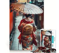 Puzzle de 1000 pièces représentant Une Femme en Kimono Marchant au Japon,idéal pour Les Adolescents Jeu Stimulant l'esprit,pièces nettes et sans bavures,Facile à Apprendre et Amusant