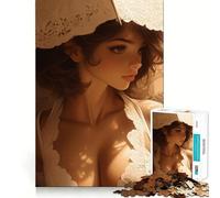 Puzzle de 1000 pièces représentant Une Femme en Robe de Dentelle Blanche,Style Anime,idéal pour stimuler la cognition Pièces nettes et sans bavures,Parfait pour Les Vacances à l'intérieur (38x26cm)