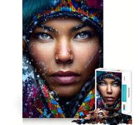 Puzzle de 1000 pièces représentant Une Femme en vêtements d'hiver sous la Neige,idéal pour Les Adolescents Découpe Laser pour Un Assemblage Parfait Activité relaxante en Groupe à l'intérieur 38x52cm