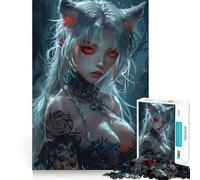 Puzzle de 1000 pièces représentant Une Femme et Un Chat Sexy, idéal pour Les Adolescents Activité stimulante à Domicile, Bords précis, Cadeau Festif 38x26cm