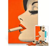 Puzzle de 1000 pièces représentant Une Femme fumant Une Cigarette,pour Adultes Jeu de résolution de problèmes,qualité Professionnelle,activité de Groupe relaxante en intérieur (38x52cm)
