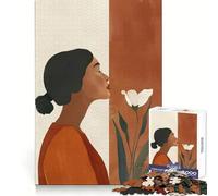 Puzzle de 1000 pièces représentant Une Femme Inhalant Une Fleur, idéal pour Les Adolescents Exercice de logique, détente et Moments de Calme Bords Nets (50x75cm)