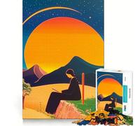 Puzzle de 1000 pièces représentant Une Femme lisant sous Un Soleil géant (38x26cm),Jeu de réflexion,pièces précises et sans Couture,activité Amusante en Famille Le Soir