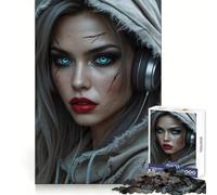 Puzzle de 1000 pièces représentant Une Femme Post-apocalyptique aux Yeux Bleus et au Casque Audio idéal pour Les Adolescents Un Jeu de réflexion apaisant et Stimulant Un Cadeau de Noël de qualité