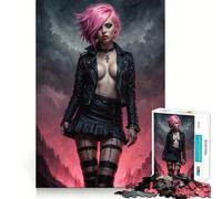 Puzzle de 1000 pièces représentant Une Femme Punk Rose Sexy, idéal pour Les Adolescents Jeu de logique mentale, Anti-Stress, découpe Ferme, Cadeau de Noël 38x52cm