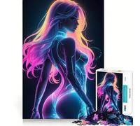 Puzzle de 1000 pièces représentant Une Femme Sexy sous Une lumière néon, idéal pour Les Adolescents Exercice Mental, détente et création sur Le thème de la liste de souhaits du Père Noël 50x75cm