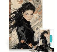 Puzzle de 1000 pièces représentant Une Femme Shinobi aux Cheveux Noirs et à l'épée, idéal pour Adultes, Jeu de logique et de Stimulation mentale, Anti-Stress, découpe Ferme, Cadeau Parfait 38x52cm