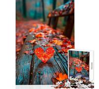 Puzzle de 1000 pièces représentant Une Feuille en Forme de cœur sur Un Banc Public Décoration Murale pour Les Anniversaires Jeu éducatif pour développer la motricité Fine et Le Cerveau