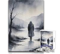 Puzzle de 1000 pièces représentant Une Figure Solitaire dans Le Brouillard - Jeu éducatif, Analyse et logique - Idée Cadeau pour Un Père Noël Secret - Dimensions : 38x26cm