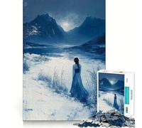 Puzzle de 1000 pièces représentant Une Figure Solitaire dans Un Paysage Bleu, idéal pour Les Adolescents Jeu de logique Fine, Divertissement Facile, Bords Nets, Cadeau pour Les fêtes (38x52cm)