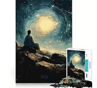 Puzzle de 1000 pièces représentant Une Figure Solitaire sous Un Ciel étoilé, pour Adultes Jeu Intelligent et ludique Découpe précise Pièce d'art de qualité (38x52cm)