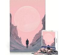 Puzzle de 1000 pièces représentant Une Figure Solitaire sous Une Lune géante idéal pour Les Adolescents Jeu de logique pièce de Collection découpée avec précision Parfaite pour se détendre (38x52cm)