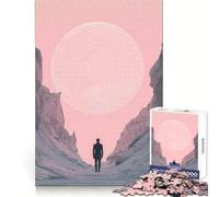 Puzzle de 1000 pièces représentant Une Figure Solitaire sous Une Lune géante, pour Adultes Jeu de réflexion, Divertissement paisible, pièce de Collection aux découpes soignées (50x75cm)