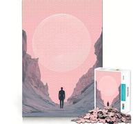 Puzzle de 1000 pièces représentant Une Figure Solitaire sous Une Lune géante, pour Adultes Jeu de réflexion, Divertissement paisible, pièce de Collection aux découpes soignées (50x75cm)