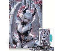 Puzzle de 1000 pièces représentant Une Fille ailée à Cornes en Hiver,idéal pour Les Adultes Jeu de mémoire,Assemblage précis,sans espaces,activité apaisante pour se détendre (38x52cm)