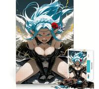 Puzzle de 1000 pièces représentant Une Fille Ange Anime en colère (50x75cm) Jeu de Concentration mentale Conception sans Espace Défi cérébral interactif pour la Maison