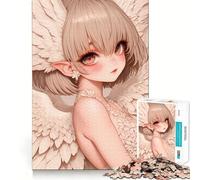 Puzzle de 1000 pièces représentant Une Fille Ange aux Ailes Blanches,Style Anime,idéal pour stimuler la réflexion Pièces Parfaitement emboîtables,Cadeau d'anniversaire,Casse-tête (38x26cm)