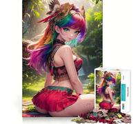 Puzzle de 1000 pièces représentant Une Fille Anime Arc-en-Ciel et la Nature, idéal pour Adultes Stimule la mémoire, s'amuse Assembler Une Image et est Collectionner (38x52cm)