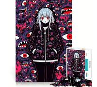 Puzzle de 1000 pièces représentant Une Fille Anime aux Yeux de Monstre Jeu de Construction Facile et sécurisé Jouet d'intérieur Amusant pour Les Vacances (38x26cm)