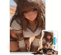 Puzzle de 1000 pièces représentant Une Fille Anime avec des Oreilles de Chat dans Le désert Un Exercice Mental Amusant et Facile à réaliser Composants Robustes et Bien découpés Un Divertissement