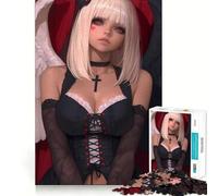 Puzzle de 1000 pièces représentant Une Fille Anime avec Un Ange en Robe Noire Jeu de Puzzle Stimulant la cognition,sans bavures et aux pièces nettes Jouet d'intérieur idéal pour Les Vacances 38x52cm