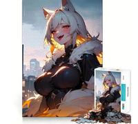 Puzzle de 1000 pièces représentant Une Fille Anime en Train de Construire Un Gratte-Ciel Urbain Jeu de Construction Facile,sans Espace,Assemblage Parfait,activité gratifiante pour Les Jours de Pluie
