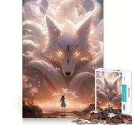 Puzzle de 1000 pièces représentant Une Fille Anime et Un Renard à Neuf queues,idéal pour Les Adultes Jeu de mémoire,Assemblage précis,sans espaces,activité apaisante pour se détendre (50x75cm)