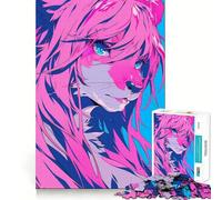 Puzzle de 1000 pièces représentant Une Fille Anime Rose et poilue, idéal pour Les Adolescents, pour stimuler Leur mémoire, se divertir à la Maison et Offrir Un Joli Cadeau (50x75cm)