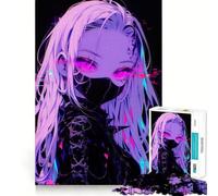 Puzzle de 1000 pièces représentant Une Fille Anime Rose Fluo, idéal pour Les Adolescents Jeu de logique, Jeu de Groupe, découpe de précision, Cadeau attentionné (50x75cm)