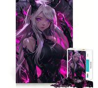 Puzzle de 1000 pièces représentant Une Fille Anime Rose Fluo, idéal pour Les Adultes, Stimulant cérébral et Anti-Stress, décoration Murale aux Bords précis (38x26cm)
