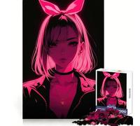 Puzzle de 1000 pièces représentant Une Fille Anime Rose Fluo, idéal pour Les Adultes Un Jeu d'éveil cérébral Anti-Stress et Un Cadeau Parfait pour Les fêtes (38x26cm)