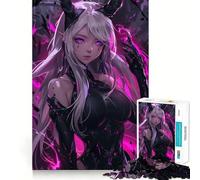 Puzzle de 1000 pièces représentant Une Fille Anime Rose néon, idéal pour Les Adolescents Jeu de logique et de Train, Lumineux et Relaxant, découpe Lisse, décoration Murale (50x75cm)