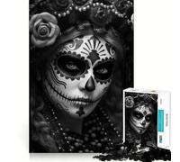 Puzzle de 1000 pièces représentant Une Fille au Visage de crâne, idéal pour Les Adolescents Activité stimulante à Domicile, Bords précis, Cadeau Festif 50x75cm