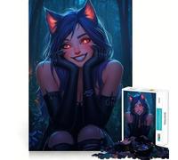 Puzzle de 1000 pièces représentant Une Fille-Chat Anime dans la forêt Jeu de développement cognitif Surface Lisse sans bavures Activité relaxante à Faire en Groupe à l'intérieur (38x26cm)
